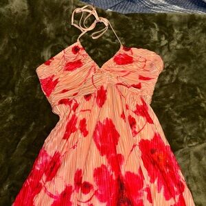 Pink Floral Halter Sundress